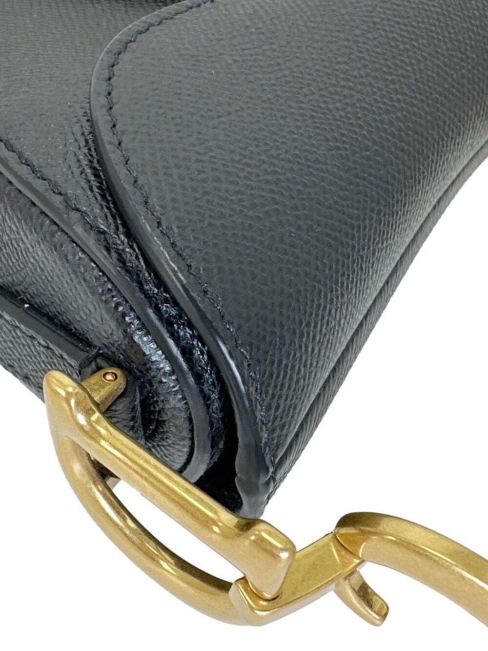 CHRISTIAN DIOR Saddle Mini Grained Calfskin Leather Shoulder Bag Black - Picture 6 of 13